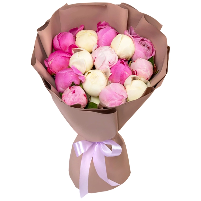 Букет из 15 пионов микс